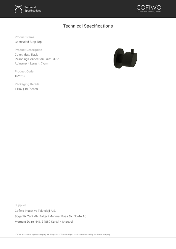 Robinet d'Arrêt Encastré