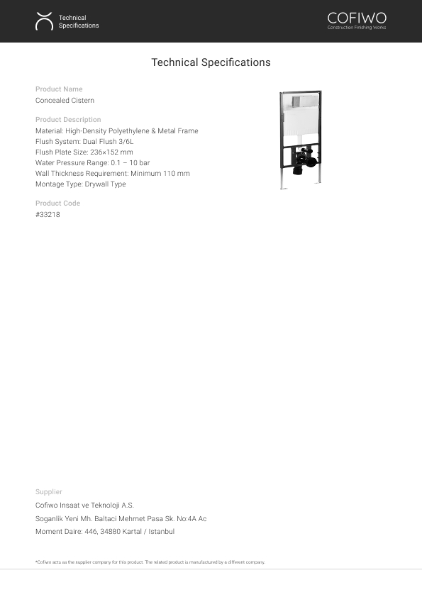 Réservoir Encastré